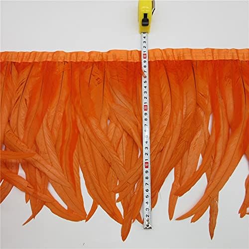 Pumcraft 30-35cm de frango laranja ralo de cauda de penas TRIMS Faixa para casamento Festas de férias de Natal Casas de penas de penas - 2 jardas