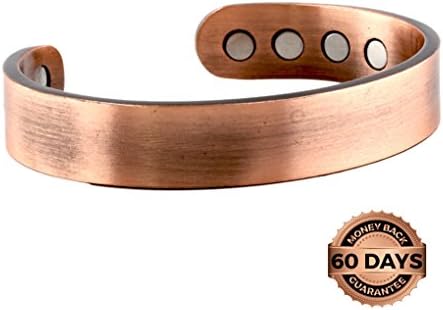 Reevaria - Pure Pure Copper Plain Magnetic Heavyweight Bracelet para homens, com 8 ímãs 3500 gauss
