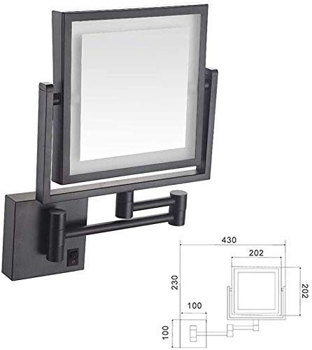 Lianxiao - espelho de maquiagem de carga USB montado na parede com luzes LED e espelho de vaidade