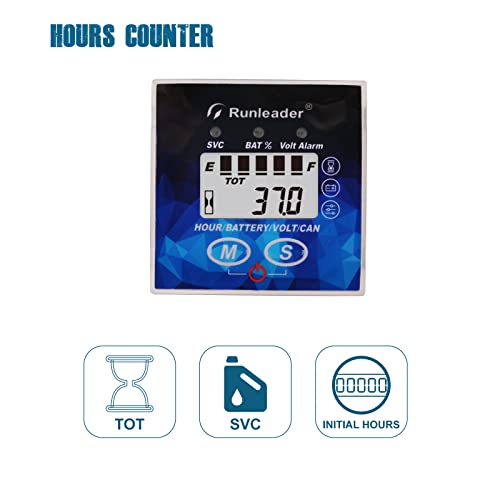 RUNLLEADER 12V 24V 36V 48V LCD Digital Battery Indicador Meter Volt, medidor de hora de manutenção, troca de