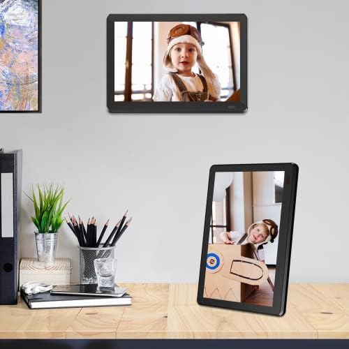 ATATAT Wi-Fi de quadro digital de 10 polegadas com tela sensível ao toque de 1280x800 IPS, compartilhe fotos e vídeos via aplicativo, email, auto-rotate, montagem na parede, retrato e paisagem…