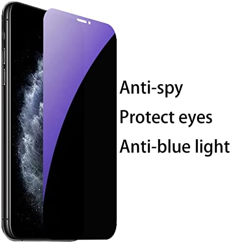 BWEDXEZ 3 PCS Anti-azu-azul Suporte de vidro temperado para iPhone XS Max/iPhone 11 Pro Max Anti-Spy Protetor Anti-Popeing Film 9H Dinuidade Anti-arranhão 6,5 polegadas