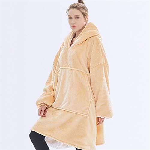 Manto de lã de lã de lã de nogueira, cobertor de inverno com capuz com mangas adultas com capuz
