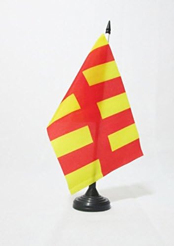 AZ Flag Northumberland County Table Bandal 5 '' x 8 '' - Condado de Northd. - Bandeira da mesa da Inglaterra 21 x 14 cm - palito de plástico preto e base
