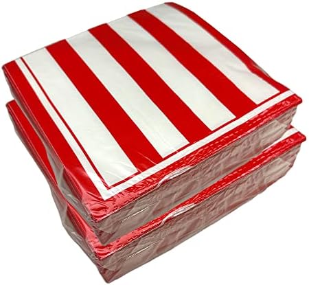 Nudários de papel vermelho e branco de 100 pacote para carnaval, Natal, férias, jantar, piquenique, festa de aniversário 6.5x6.5inChes, 100-pacote