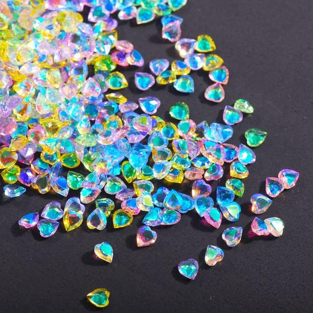 100pcs arco -íris colorido unhas artes strasss resina em forma de coração Charms para pedras de