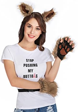 Wolf Fox Cat Exoil Clip Ears e luvas Definir Halloween Natal Fanche Party Acessórios Toys Gream para homens e mulheres Cosplay
