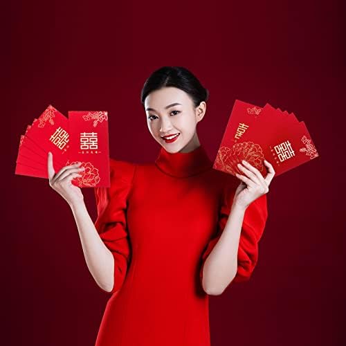 Envelopes vermelhos de casamento chinês de hongbao 16,8 x 8,8 cm/ 6,6 x 3,5 polegadas 12 pcs hong