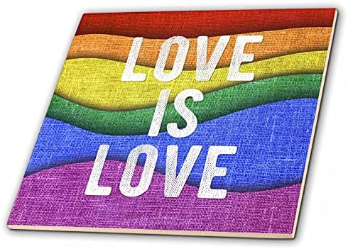 3drose amor é amor em estampa branca angustiada em um fundo ondulado de arco -íris. - Azulejos