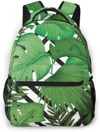 Dacawin Summer Palm Tree Leaf Bookbag para meninos meninas adolescentes verdes de mochila tropical de plantas tropicais mochilas casuais mochilas para o trabalho escolar Diário viagens diárias