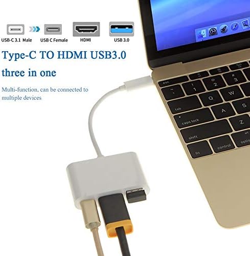 LMMDDP 3 em 1 USB C Hub PD USB 3.0 Adaptador multiporto USB 3.1 Tipo C Male para o adaptador compatível