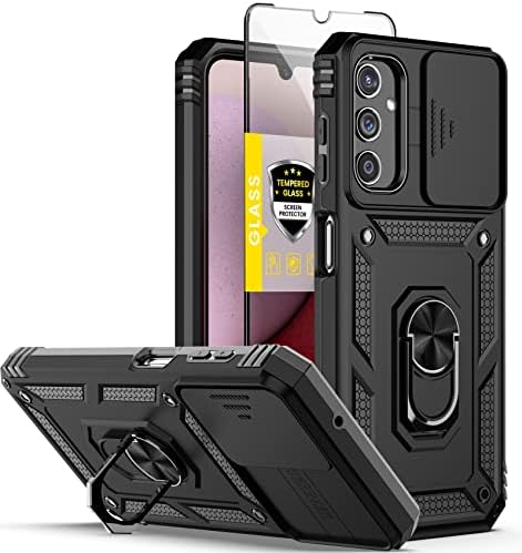 Dretal para o caso Galaxy A14 5G, Caixa Samsung A14 5G + Protetor de tela de vidro temperado com lente de kickstand e lente de slides