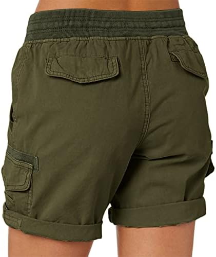 Shorts de carga de angxiwan para mulheres multi-bolsos leves 7 Golfe de caminhada curto verão casual elástico