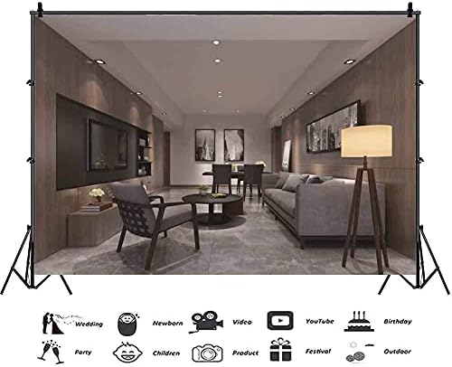CSFOTO 5x3ft Modern Living Room Borathdrop videoconferência Conferência de cenário Decoração Decoração Decoração