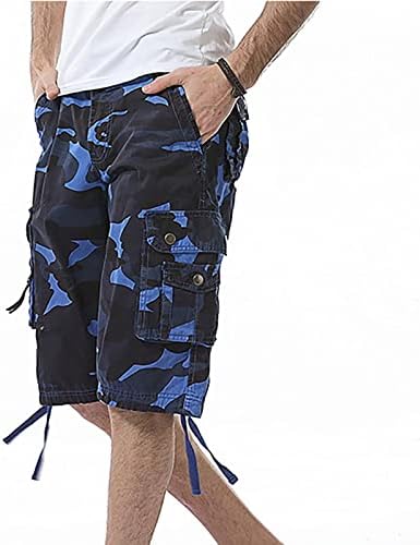 Shorts de camuflagem homens 3/4 ajuste solto abaixo do joelho Capri Cargo curto de vários bolsos