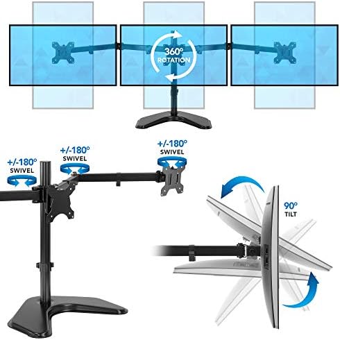 MONTAGEM! Triple Monitor Stand com base independente | Montagem da mesa da tela do computador se