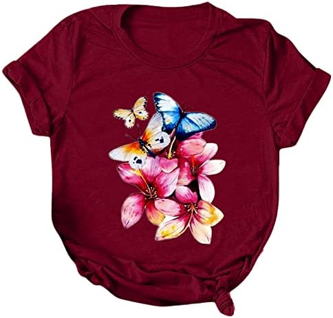 Tops for Women Casual Casual Manga curta Camisetas Tamis fofas de camisetas gráficas florais da moda