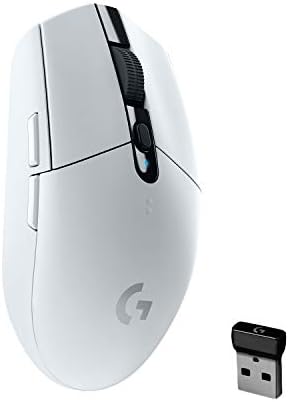 Logitech G305 Mouse de jogos sem fio LightSpeed, sensor Hero 12k, 12.000 dpi, leve, 6 botões programáveis, duração da bateria de 250h, memória a bordo, PC/Mac - White
