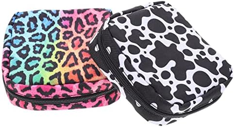 HEALIFTY 2PCS Leopard Sanitary Napkin Bag Bolsa menstrual bolsas de enfermagem Tampo Tampon Primeiro período Bolsa de moeda Saco de fraldas para batom