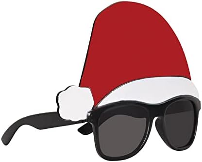 Beistle 2 peças Plástico Papai Noel Hat de óculos para suprimentos de Natal, favores de festas de férias, tamanho único, vermelho/branco/preto