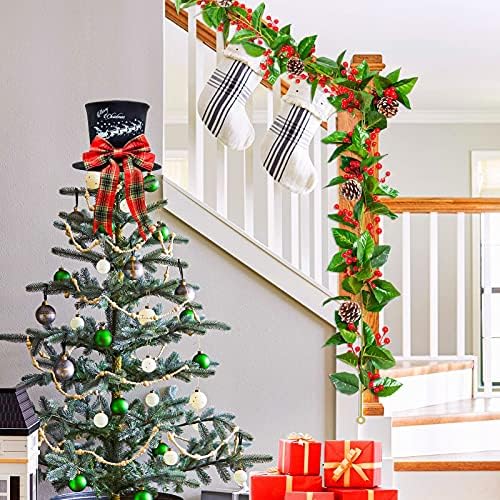 Timoo 6 pés de Natal Garland Red Berry Decorações de guirlanda de Natal ao ar livre com pinho, bagas vermelhas, deixa decorações de Natal para manto de lareira doméstica e grade de escada