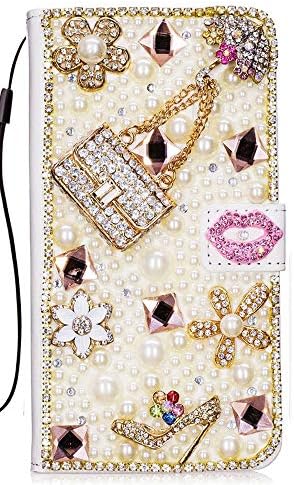 Estojo stenes iphone xr - elegante - 3d artesanato Bling Crystal Girls Bags Lips Altos Flores de Flores Magnéticas Cartão de Crace