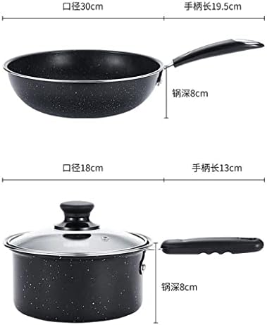 Lkyboa Pot Conjunto de panela de sopa wok pote de leite com frigideira não friturada com frigideira de frigideira com capa de cozinha de cozinha panela