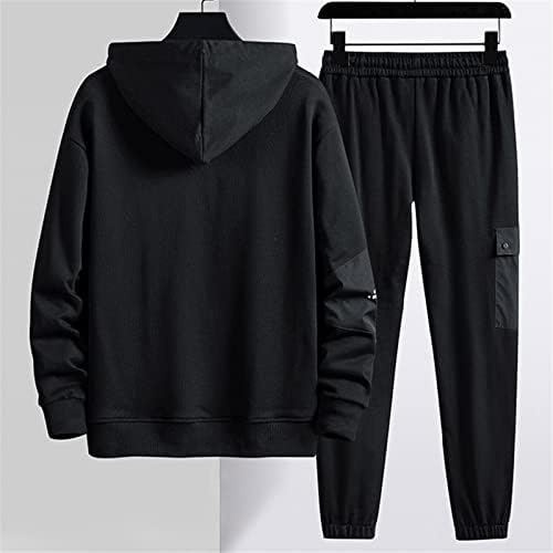 Big Size Big Black cinza com capuz com capuz de capuz de grandes dimensões+calças de 2 peças conjuntos de homens de roupas esportivas de roupas esportivas