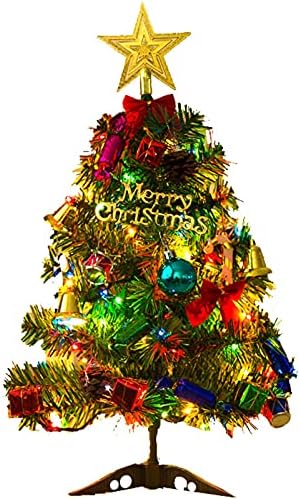 Yyqq 50cm Bolsa de árvore de Natal com luzes de decoração de Natal Mini enfeites e decorações de árvores de natal