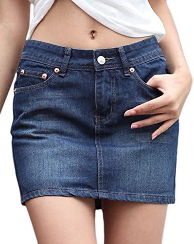 Saia de jeans curta casual feminina de Chouyatou