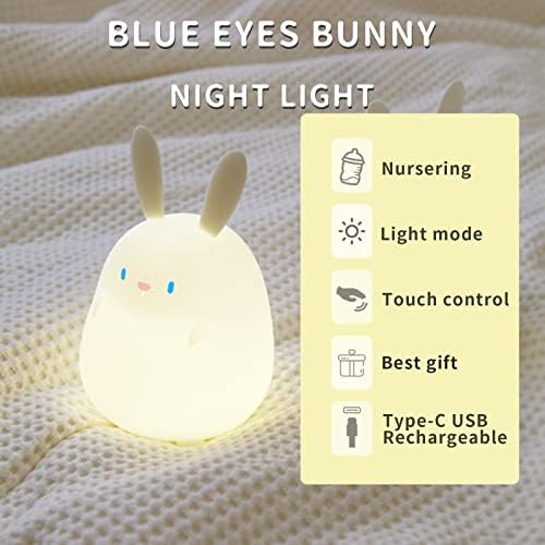 Luz noturna para crianças, Lâmpada de coelho Presentes fofos, Kawaii Animal Silicone Nursery Night