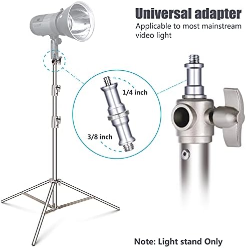 NEEWER 102 /2.6m Stand de aço inoxidável, suporte de tripé de fotografia pesada almofadada de mola com 1/4” a 3/8 ”de parafuso universal adaptador para estroboscópio, luz de vídeo LED, luz de anel, monolight, Softbox