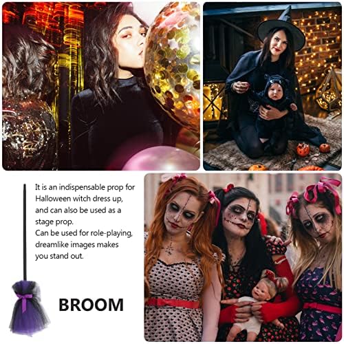 Kid Broom Witches Broom Halloween Bruxa Bruxa Lace Broomstick Acessórios para Fantas Acessórios para Festas
