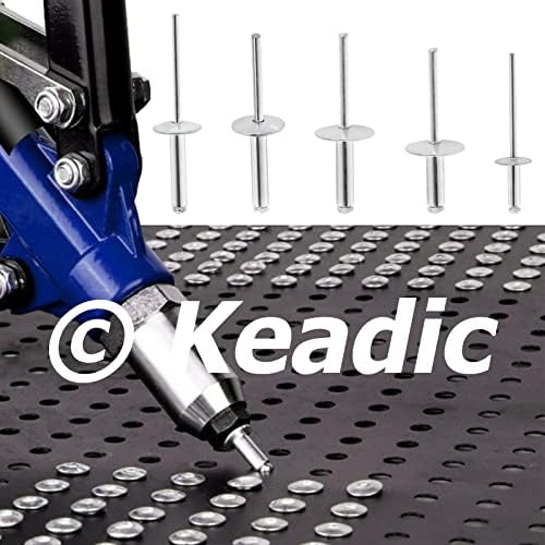 KEADIC 125pcs 5 Tamanhos Kit de sortimento de rebites cegos de alumínio ， Open End End Rivets Pop Rivetes 1/8 ,