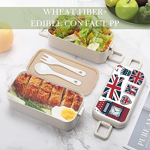 Elementos de design do Reino Unido Bento lancheira 2 compartimento de alimentos contêineres de armazenamento com colher e garfo