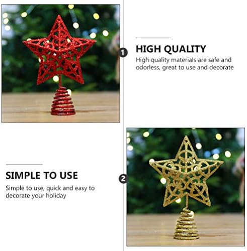 Kesyoo 2pcs Metal Christmas Tree Topper Glitter Star Árvore de Natal Ornamento