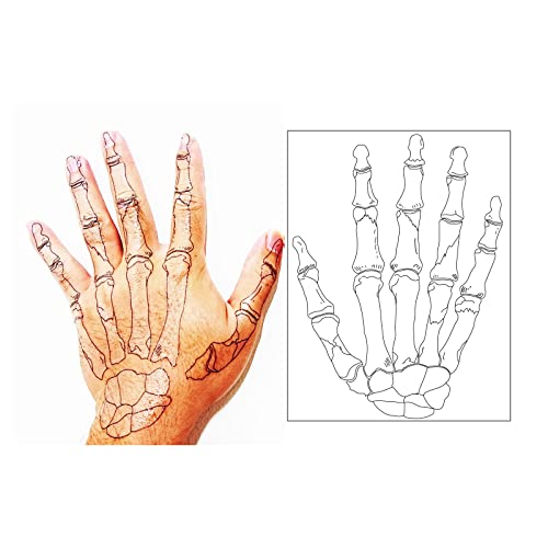 Halloween adesivo Tattoo Bone Hand Scary Makeup Kit Skull Bone Temp Fake Tattoo For Men Folha esquerda à esquerda 2