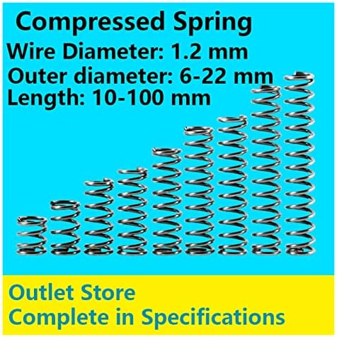 Xinhui Compressão primavera Extensão da mola telescópica Compressão Spring Retorno Fio de mola Diâmetro de 1,2 mm, diâmetro externo 6-22mm, diâmetro externo: 8mm)