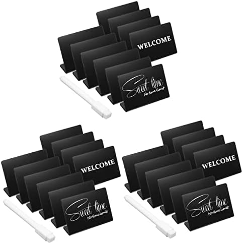 Baluue 30 PCs Marcadores Rótulo Placas de tags Sign Tentada Blackboard Acrílico Mini Tabelas Reutilizáveis ​​Memorando Pen Birthday Tablop para Buffets Buffets Pequena Tabela Preta Casamentos Recebo Retor