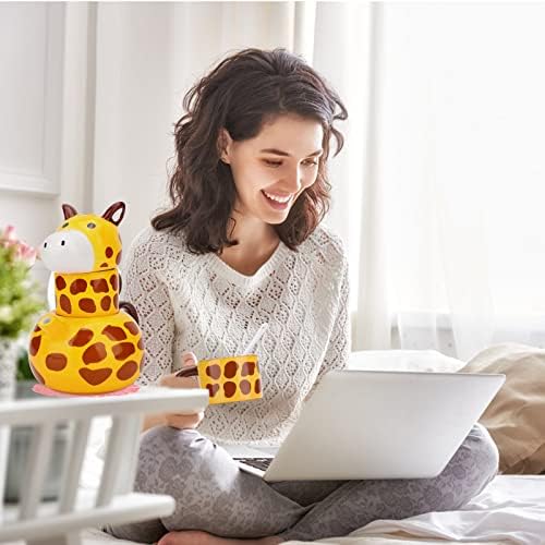Defesa de caneca de café engraçada- caneca de café de girafa de girafas, caneca personalizada de estilo de desenho animado, conjunto de chá de cerâmica, adequado para casa, escritório, cozinha, presente de namorado