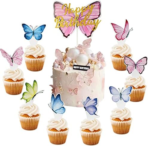9 peças decorações de bolo de borboleta