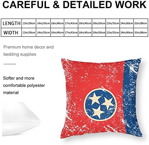Tennessee State Flag2 Tampas de travesseiro com almofadas de travesseiro quadrado com zíper protetor para sala de estar de sofá de cama