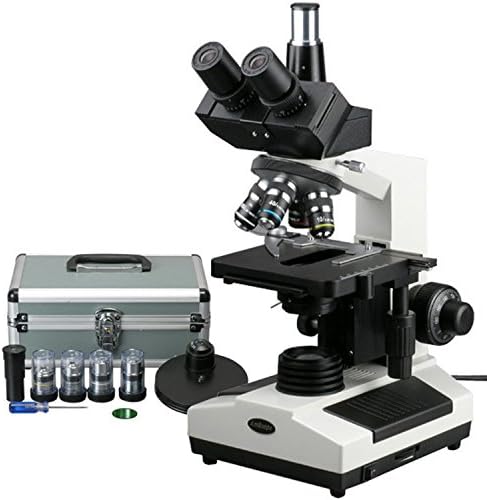 AMSCOPE T390B-PCT Microscópio trinocular de composto profissional, ampliação 40x-2000x, oculares wf10x