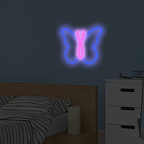 Mr.Foam Butterfly Neon Signs Lights Bedroom, LED NEON Sinais USB ChargingBattery Powered Art Art Light Light Aesthetic Decor Girls Kids in Living Room Bar, Dorm, Men Cave, 9in*7.7in