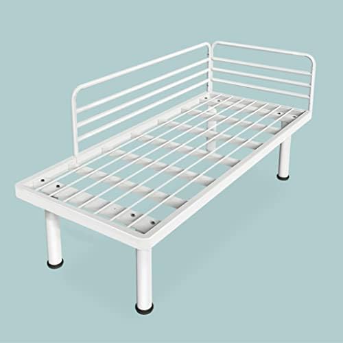 Cama de metal pequena, estrutura da cama de plataforma Cama de costura fácil, expansão do berço do bebê, ampliando a cama infantil com guardrail, branco
