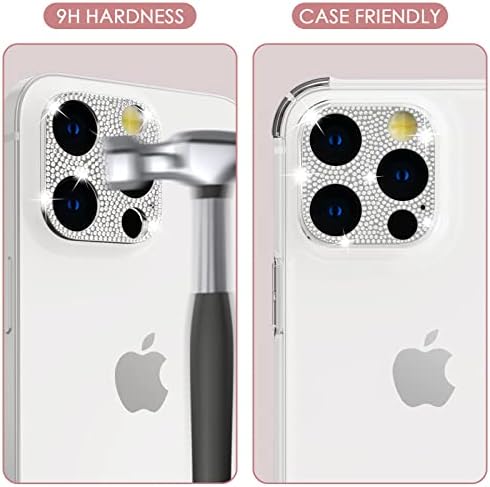 CloudValley [2 pacote de lentes de câmera protetor para iPhone 13 Pro Max e 13 Pro, Glitter 3D Diamond