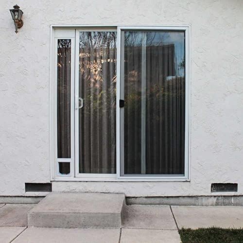Bigodes e Windows Door Cat para portas de vidro deslizantes | Porta de gato de trava de 4 vias | Tamanhos de aba para gatos pequenos e grandes | Camas de altura ajustáveis: 75 -77,5 & 77,5 -80 | Quadro de bronze escuro
