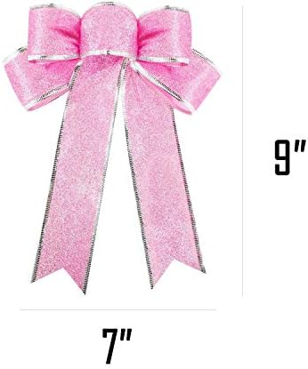 Glitter rosa de Beurio Glitter Christmas Ribbon Presentes Decorações de festas de casamento