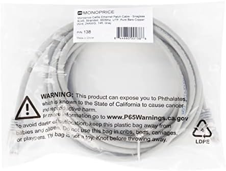 MONOPRICE CAT5E Ethernet Patch Cable V2-14 pés - cinza | RJ45 sem snagless, encalhado, 350MHz,