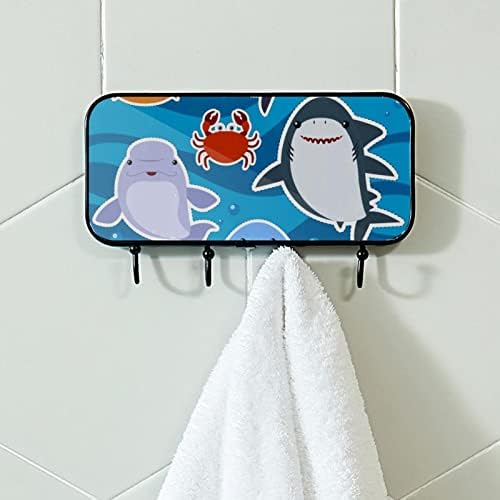Toalheiro Montado com o toalha Rack de toalha Decoração de banheira Robe Robe Casating Roupas de adesivo com animais marinhos Sea Animais de banho Organizador de armazenamento de toalha